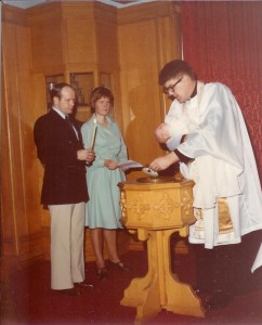 Dec 1979 Royal Roads - Sandra's christening - Padre Rodney Ives conducting the service